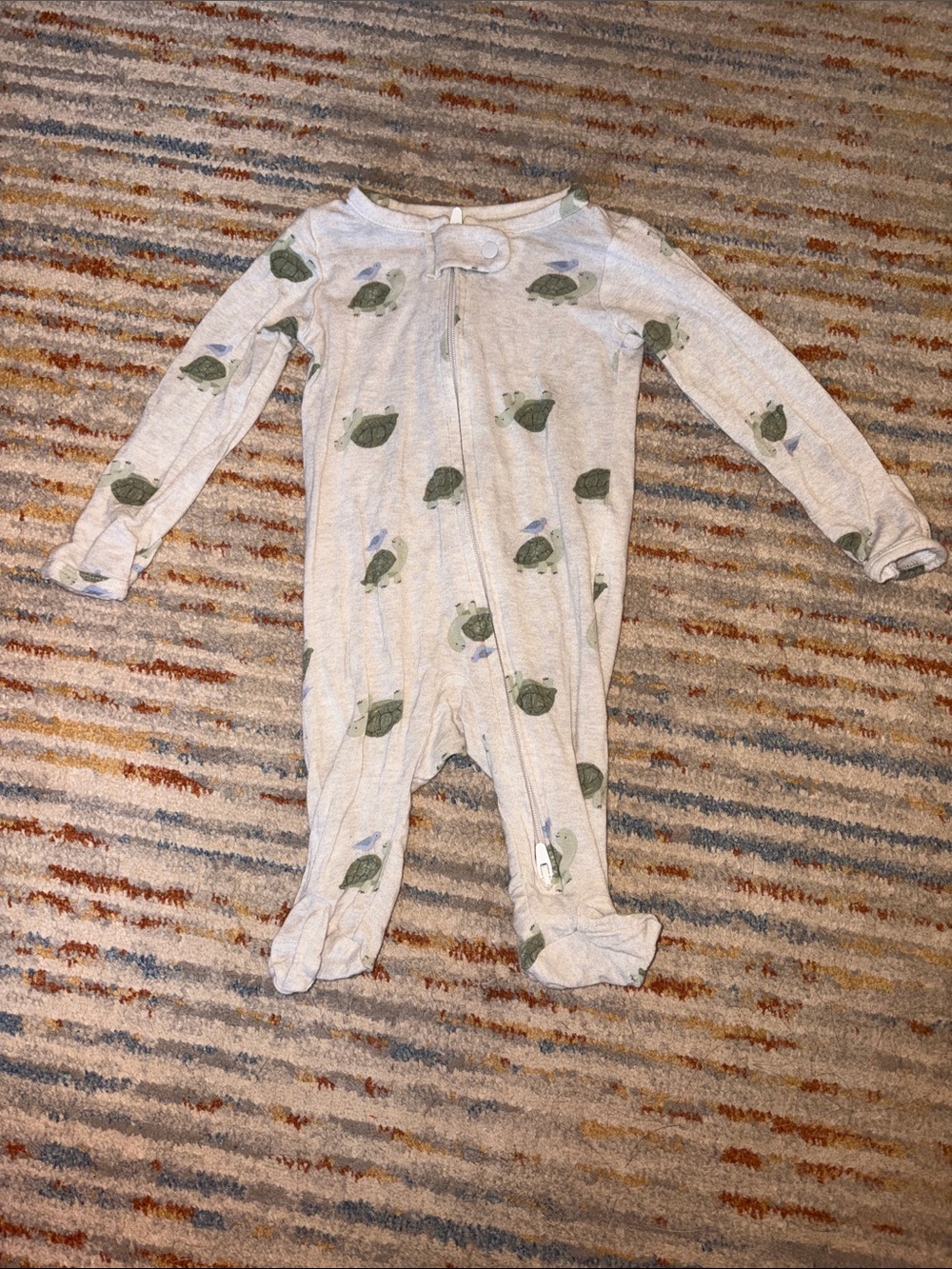 Carter's Cream Footed One-Piece with Green Turtle Print